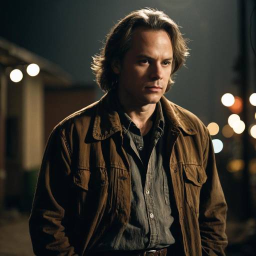 Man in Vintage Brown Jacket with Dramatic Lighting