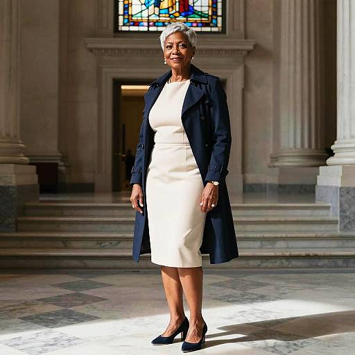 Elegant Older Black Woman in Courthouse Foyer