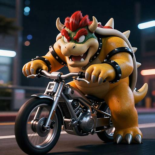 Cyberpunk Bowser on Sci-Fi Bike