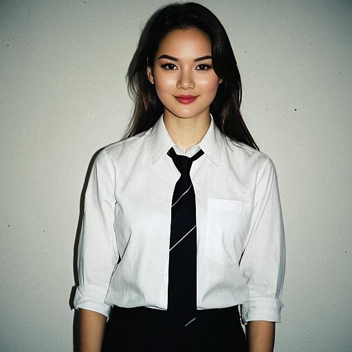 Stylish Woman in White Shirt and Tie
