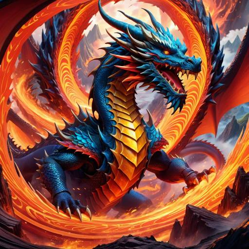 Majestic Dragon in Fiery Volcano Majestic Dragon in Fiery Volcano