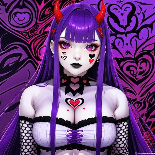 Illustration of Akuma nihmune, indie virtual youtuber in the style of Gengoroumaru (ambidextrous)