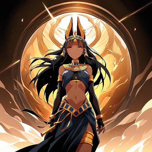 Illustration of Anubis (mythology), egyptian mythology in the style of Dairi