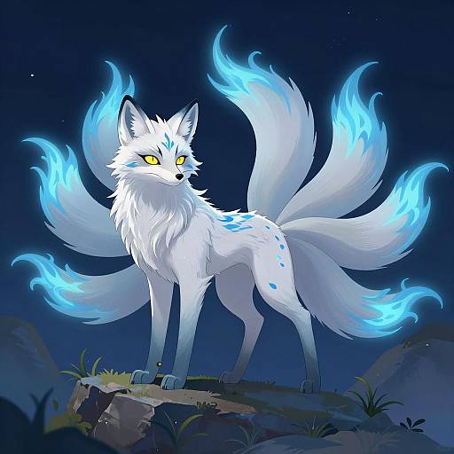 Mystical Multi-Tailed Fox Illustration
