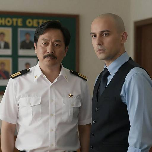 Serious Men in Dimly Lit Room Portrait