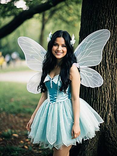 Realistic Fairy Girl in Light Costume