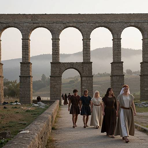 Roman Aqueduct with Villagers