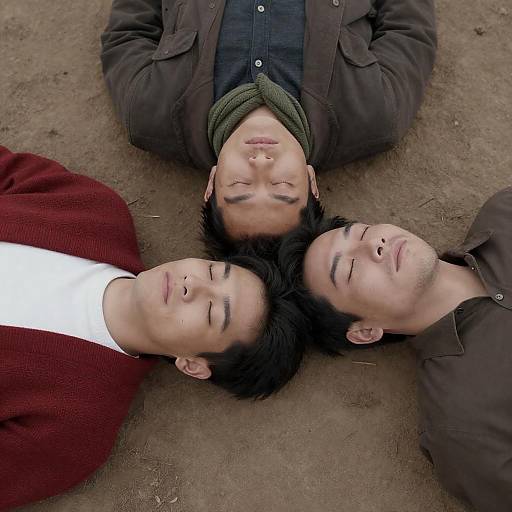 Calm Relaxation of Three Asian Men