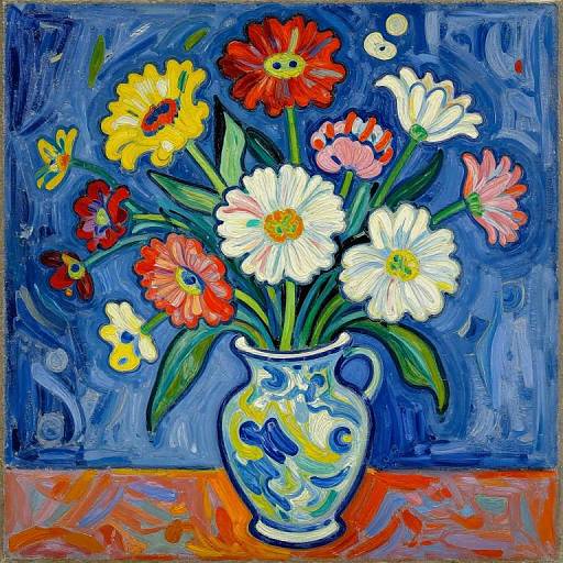 Expressionist Flowers in China Vase