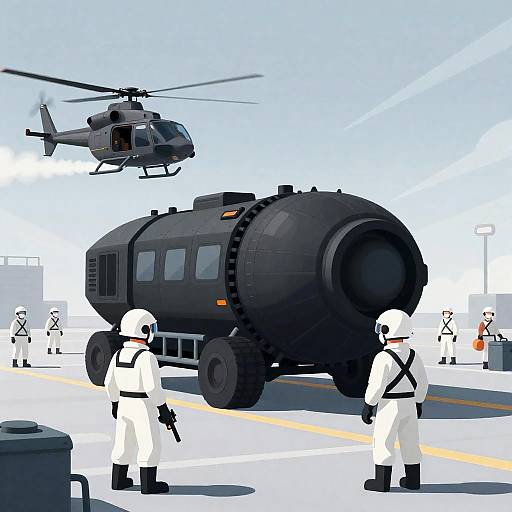 Dynamic Scene at a Futuristic Spaceport