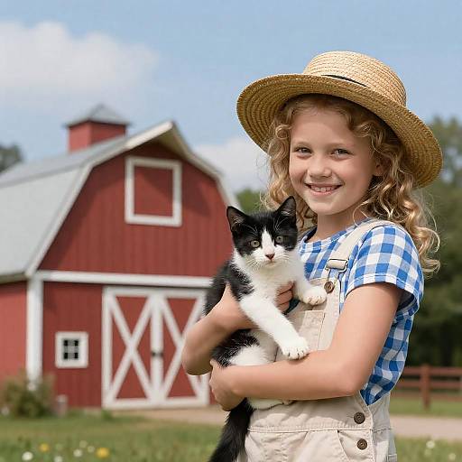 Sunny Country Day with a Young Girl