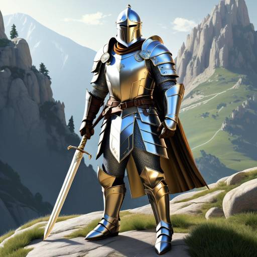 Valiant Knight in Mountain Landscape