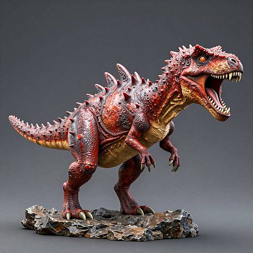 Realistic Red Scaly Dinosaur Sculpture