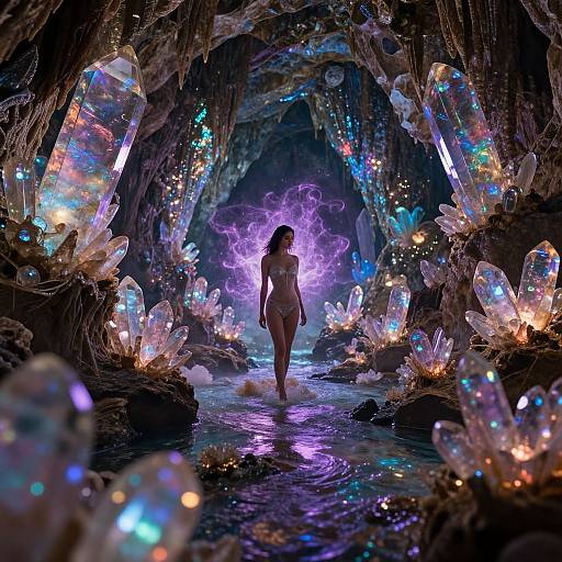 Cinematic Portrait in Luminous Cave