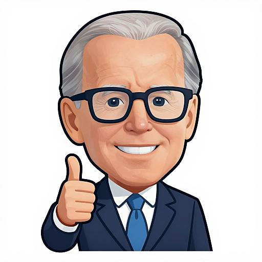 Cartoonish Biden Thumbs-Up Clipart