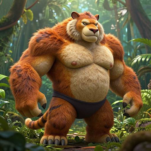 Muscular Anthro Creature in Jungle