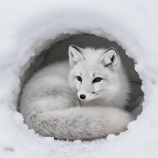 Cozy Arctic Fox in a Snowy Den