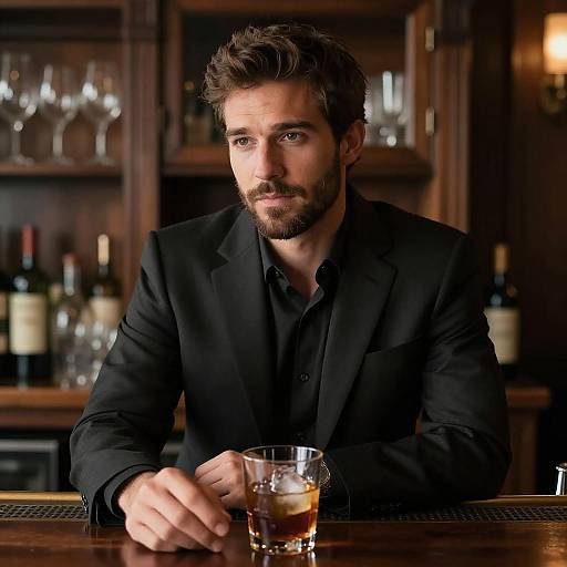 Stylish Man at a Cozy Bar