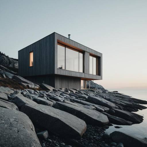 Scandinavian Minimalist House on Rocky Shoreline
