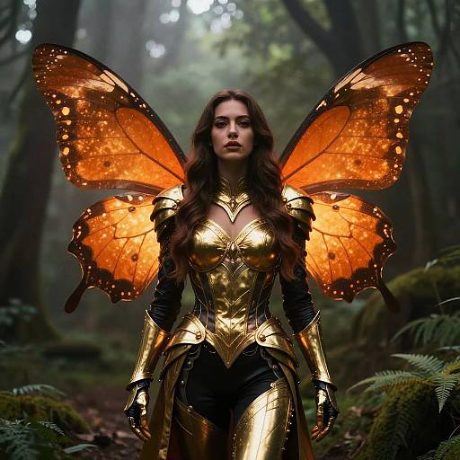 Woman with Glowing Butterfly Wings