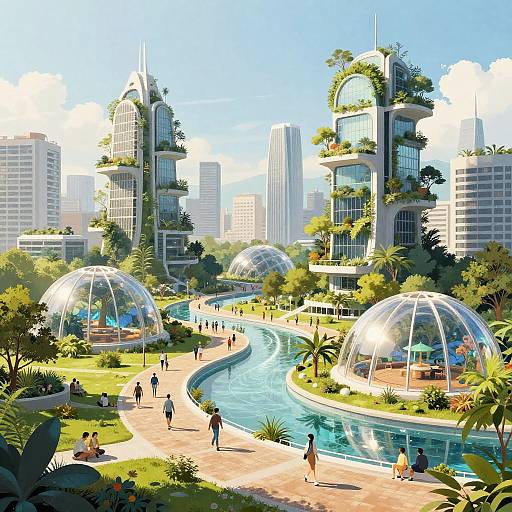 Utopian City with Nature and Technology