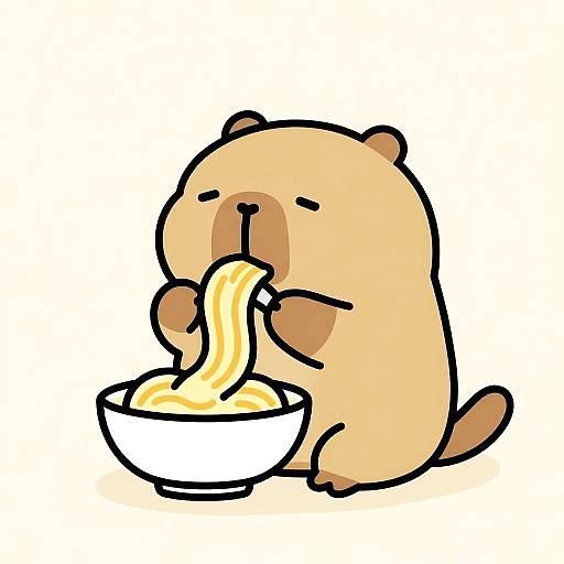 Vintage Cartoon Platypus Eating Spaghetti