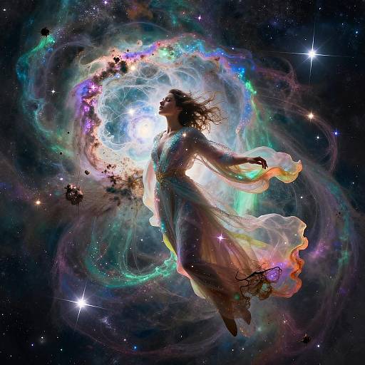 Voyager in Iridescent Nebula Dreamscape