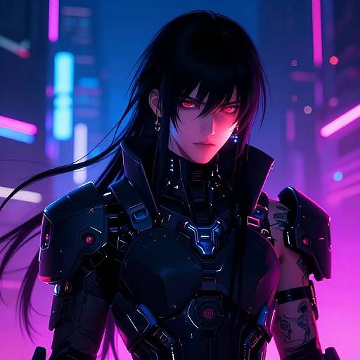 Cyberpunk Anime Hero in Neon City