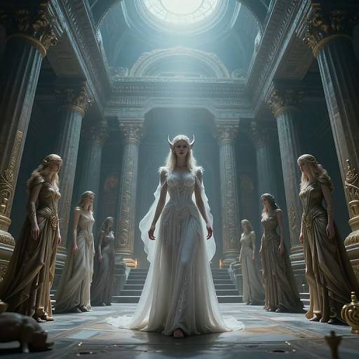 Goddess Lilith and Followers in Temple