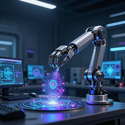 Sleek Robotic Arm Crafting Holograms