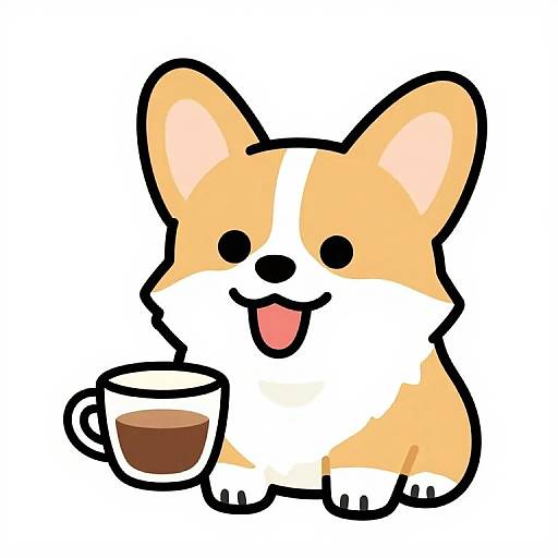 Happy Corgi Holden Caulfield Cartoon