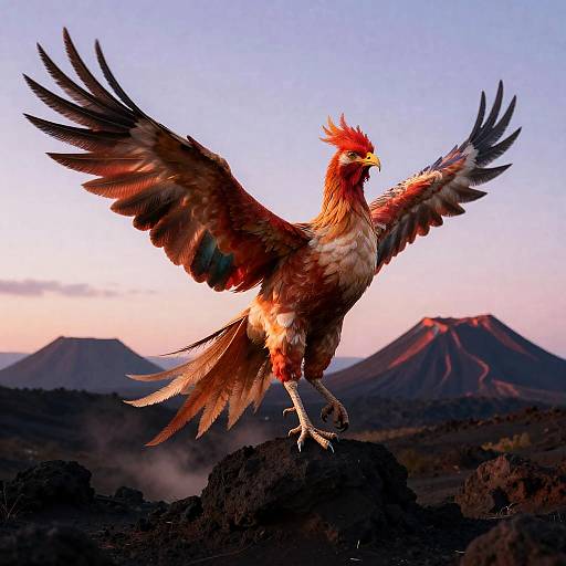 Majestic Phoenix in Volcanic Twilight
