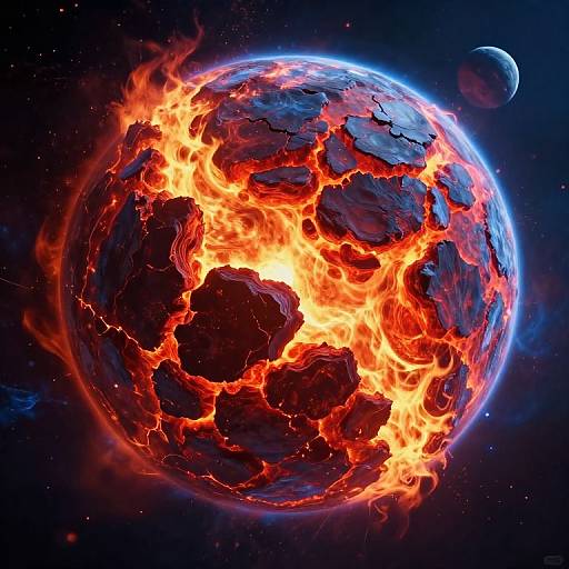 Apocalyptic Collapsing Fiery Planet