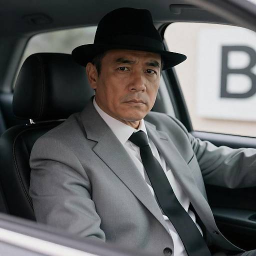 Serious Middle-Aged Man in Gray Suit