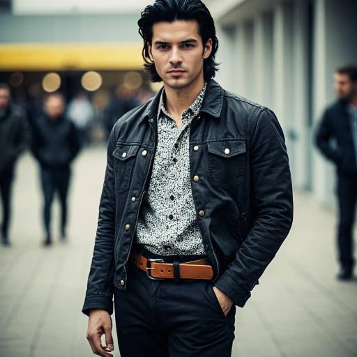 Stylish Man in Black Jacket with Hand in Pocket