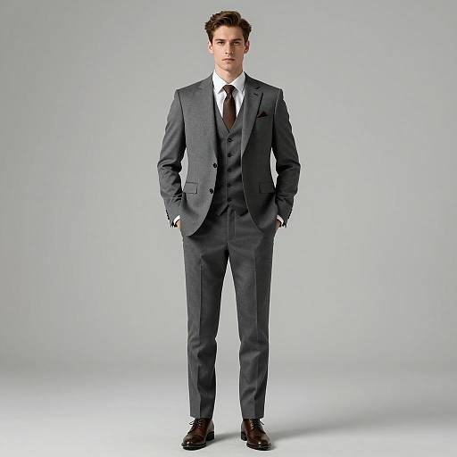 Man in Grey Three-Piece Suit