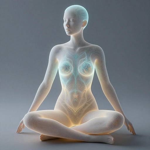 Seated Electroluminescent Fractal Filigree Woman