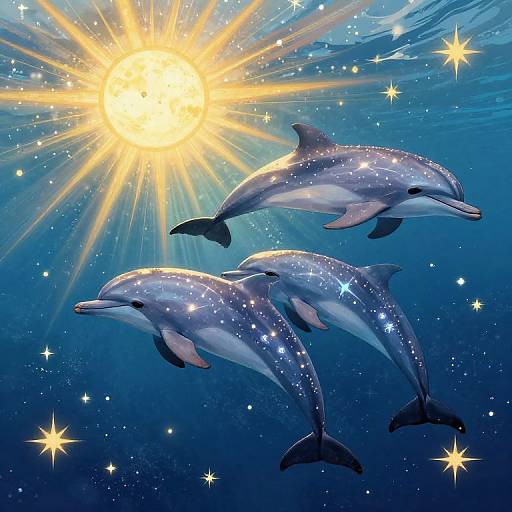 Celestial Dolphins in Cosmic Ocean