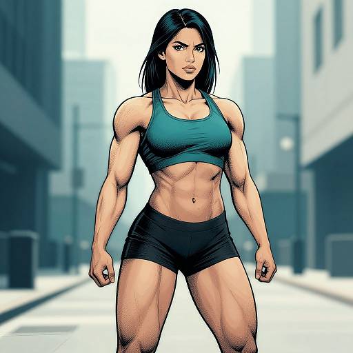Muscular Woman in Urban Comic Style