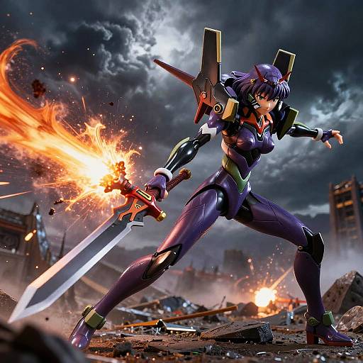 Epic Mecha Anime Battle Scene