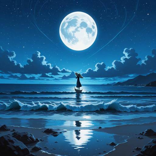 Serene Sailboat Scene Under Starry Sky Serene Sailboat Scene Under Starry Sky
