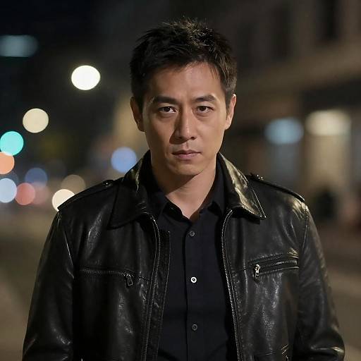 Serious Urban Portrait with Bokeh Lights