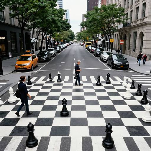 Surreal Urban Chessboard Scene
