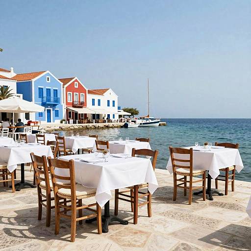 Mediterranean Waterfront Restaurant Scene