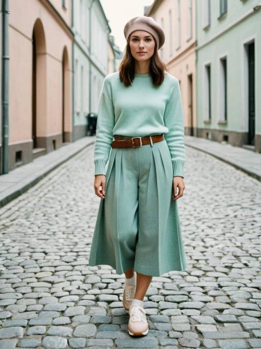 Chic Woman in Pastel Casual Fashion