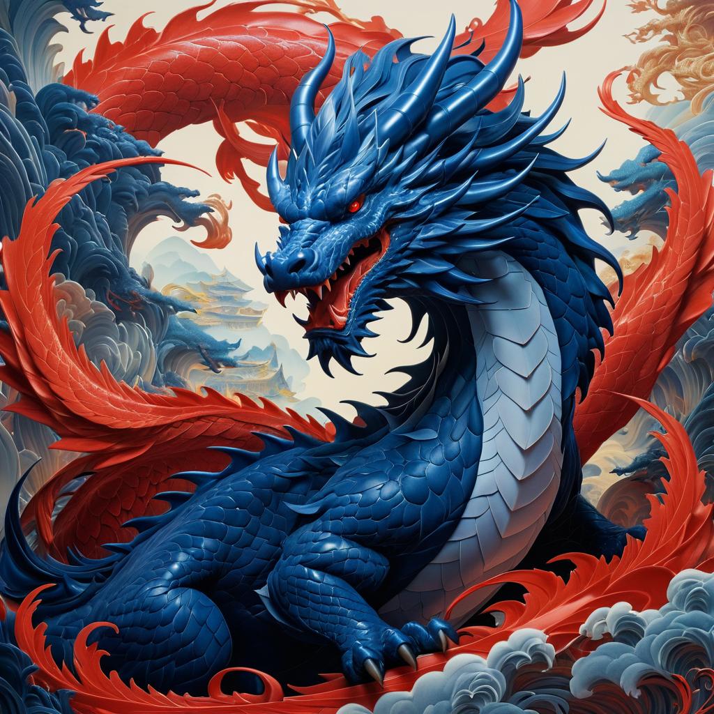 Fierce Dragon Portrait in Matte Style