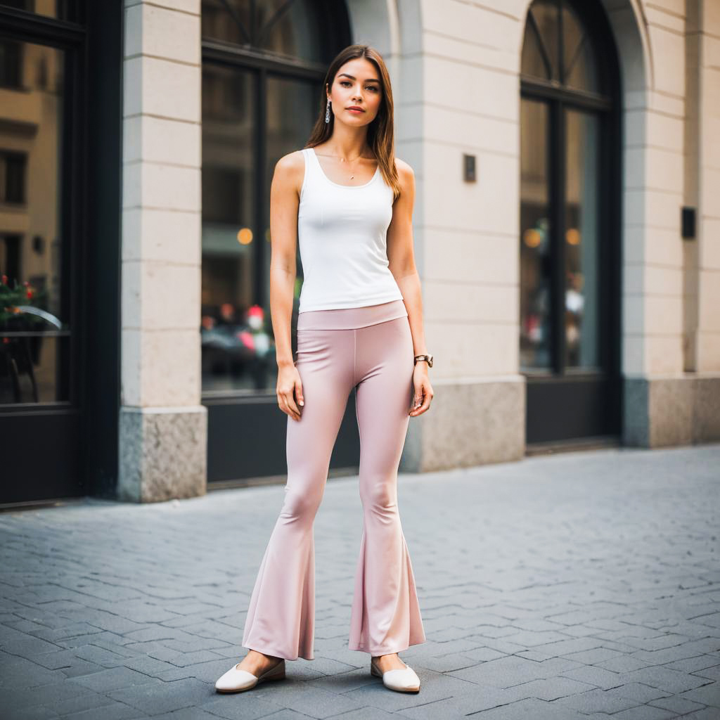 Fashionable Young Woman in Flare Leggings