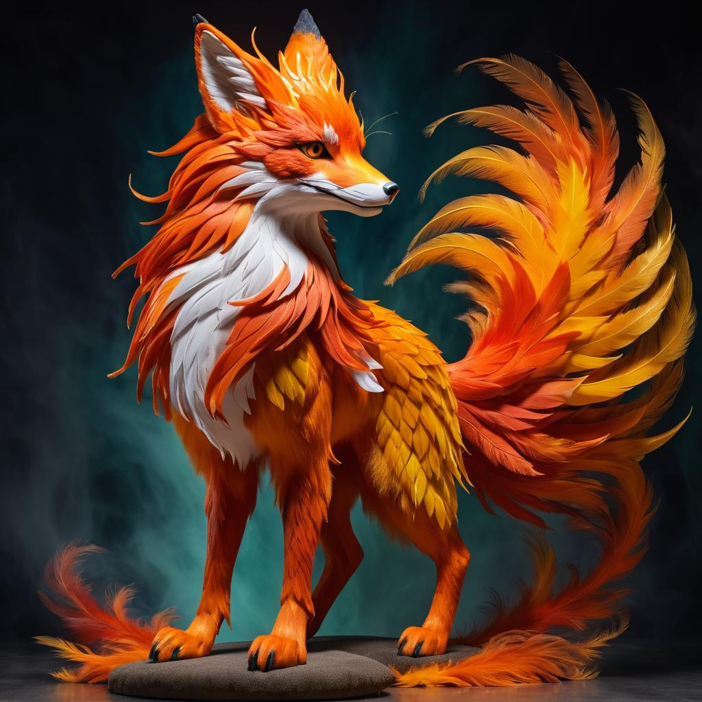 Fiery Phoenix-Fox Hybrid Portrait