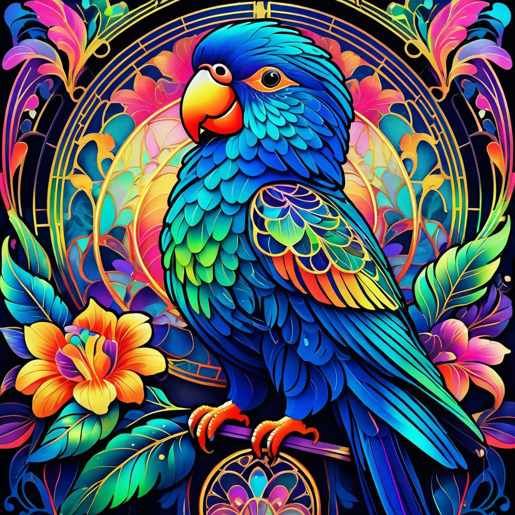 Vibrant Art Nouveau Parrot Design