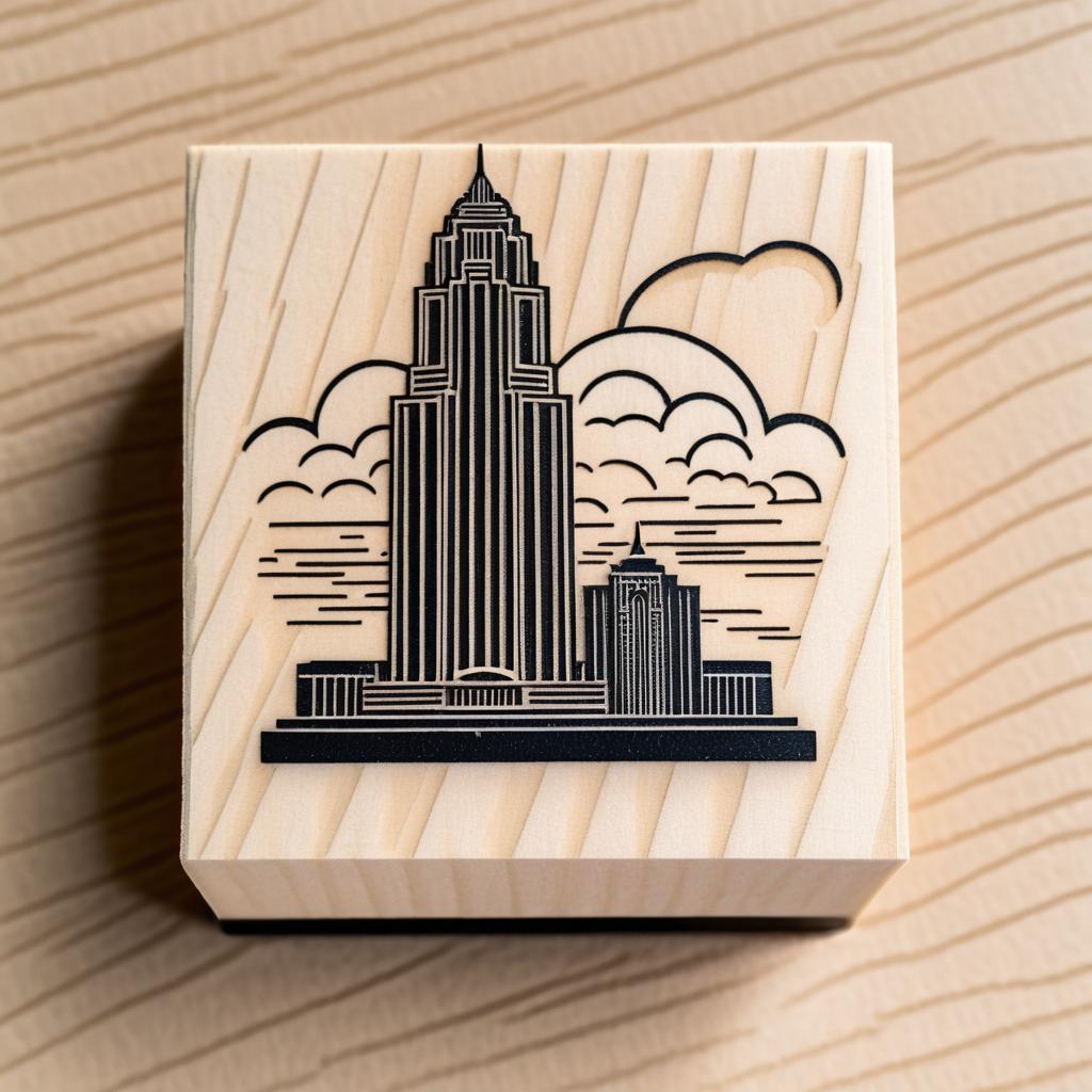 Elegant Art Deco Skyscraper Rubber Stamp